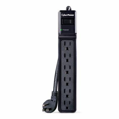 CYBER POWER Outlet Strip: 6 Outlets, 4 ft Cord Lg, 600 J Rated Energy, 15 A Current - General Purpose Surge Protectors