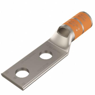 BURNDY Compression Lug: For 3/0 AWG, Stranded Wire, 3/8 in Stud Size, Std - Two-Hole Compression Lugs