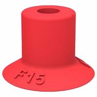 PIAB Vacuum Pad: Flat, w/o Adapter, 22.1 mm Pad Dia, Food Grade Silicone Rubber, Clear, 50A, F15 (MPN F15.21). Key specifications — attr1019136: F15.21; attr1019138: PIAB; attr1019139: 50A.