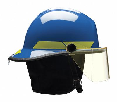 BULLARD Fire Helmet: Blue, Modern Rear Brim, Chin Strap