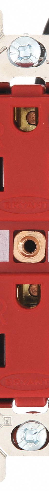 BRYANT Receptacle: Hospital Grade Fed. Spec., Duplex, 5-20R, Red, 125V AC, 20 A, 2 Pole / 3 Wire (MPN BRY8300RTR)
