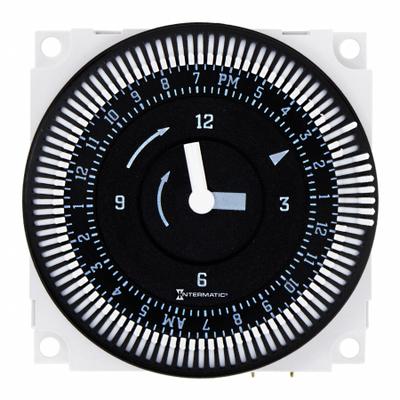 INTERMATIC Electromechanical Timer: 24 hr, SPDT, 120V AC, 48 On/Off Cycles - Max - Panel Cover-Mounted Electromechanical Timer Switches