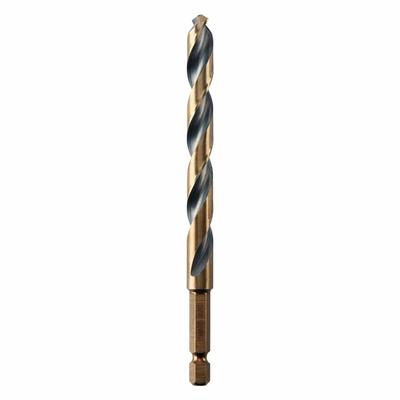 DEWALT Hex Shank Drill Bit: 3/8", 135° Split Point, Black & Gold HSS - Dewalt Impact Ready Drill Bits