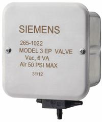 Solenoid Air Valve: Junction Box, 120V AC, 50/60 Hz, 50 psi Op Max., PBT Body, 120V AC @ 50/60 Hz (MPN 265-1022). Key specifications — Brand: SIEMENS; Body Material: PBT.