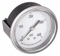APPROVED VENDOR Panel-Mount Pressure Gauge: U-Clamp, 0 psi to 400 psi, 2 1/2 in Dial, Center Back (MPN 4CFA3). Key specifications — Accuracy: ±3-2-3%; Brand: APPROVED VENDOR; Vibration Resistance Properties: None; Gauge Wetted Parts: Brass / Bronze.