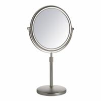 SEE ALL Makeup Mirror: Round, Glass, 13 in Overall Ht, 13 in Overall Wd, 5 in Overall Dp, Table Top (MPN JNTP95). Key specifications — Brand: SEE ALL INDUSTRIES; Frame Material: Metal; Frame Finish: Nickel; Frame Color: Silver; Mirror Edge Style: Polished Edge; Lighted: No.