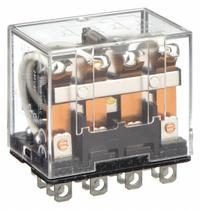 OMRON General Purpose Relay: Socket Mounted, 10 A Current Rating, 12V DC, 4PDT, 14 Pins/Terminals (MPN LY4-DC12). Key specifications — Brand: OMRON; Base Type: Square; Mounting Style: Plug-In; Pin Shape: Flat; Electrical Connection: Plug-In; Manufacturer Part Number: LY4-DC12; Operating Current: 7.5 A at 110V AC (Inductive Load); Series: LY Series.