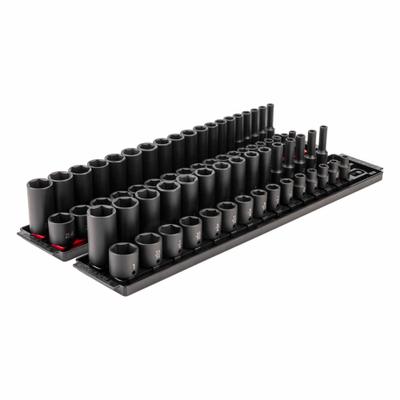 TEKTON Impact Socket Set: 3/8 in Drive Size, 68 Pieces - SAE & Metric Impact Socket Sets