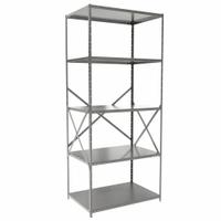 HALLOWELL Metal Shelving: Standalone, Heavy-Duty, 36 in x 24 in, 84 in Overall Ht, 5 Shelves (MPN F7510-24HG). Key specifications — attr41760: Steel; attr41761: Steel; attr37625: Unassembled; attr37628: Gray; attr33609: HALLOWELL.