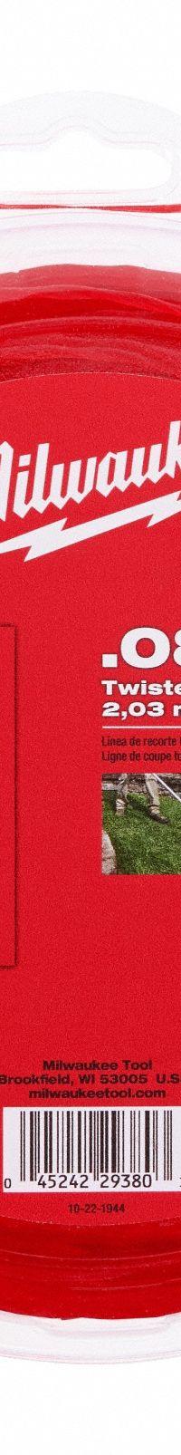MILWAUKEE String Trimmer Line: Nylon, 0.08 in Dia, 26 11/16 ft Overall Lg, Twisted, Red (MPN 49-16-2811). Key specifications — Brand: MILWAUKEE; Compatible Manufacturer Number: 3046-20; Compatible Product Type: String Trimmer; Material: Nylon.