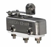 OMRON Snap Action Switch: Hinge Roller Lever Actuator, 1NO/1NC, Screw (MPN TZ-1GV22). Key specifications — AC Contact Rating: 1 A @ 240 V; Electrical Connection: Screw; Series: TZ; Brand: OMRON.