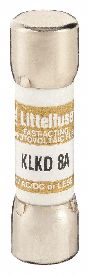 LITTELFUSE Fuse: KLKD Series, Midget, Fast-Acting, 8 A, 600 V AC, 600 V DC - Fast-Acting Cylindrical Fuses