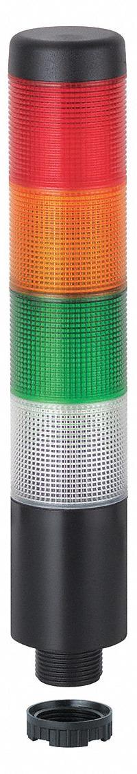 WERMA Tower Light Assembly: 4 Tier, Green/Red/White/Yellow, Sounder Tier Included, 209 mm Overall Ht (MPN 69924075). Key specifications — Manufacturer Part Number: 69924075; Brand: WERMA; Operating Voltage: 24V AC/DC; Light Tier Color: White.