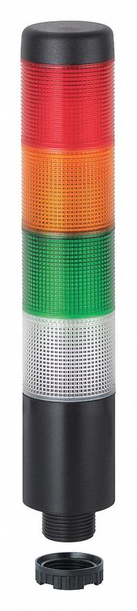WERMA Tower Light Assembly: 4 Tier, Green/Red/White/Yellow, Sounder Tier Included, 209 mm Overall Ht (MPN 69924075). Key specifications — Manufacturer Part Number: 69924075; Brand: WERMA; Operating Voltage: 24V AC/DC; Light Tier Color: White.