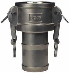 Cam and Groove Coupling: 1/2 in Coupling Size, 150 psi Max. Working Pressure @ 70 F, Male Hose Shank (MPN G50-C-SS). Key specifications — Gasket Material: Nitrile; Fitting Type: Male Hose Shank; Includes Locking Arm: Yes; Body Material: 316 Stainless Steel; Brand: DIXON VALVE & COUPLING.