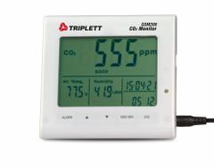 TRIPLETT Carbon Dioxide Monitor: Custom Calibration, Gas Analyzers for Carbon Dioxide, GSM200. Key specifications — Manufacturer Part Number: GSM200; Brand: TRIPLETT; Calibration Certificate Type: Not Certified; Digital Display Screen Type: LCD with Backlight; Features: CO2 Automatic Baseline Calibration; Includes: Power Adapter; PPM Accuracy: 5% of Reading or ±75ppm; Power Source: AC Adapter.