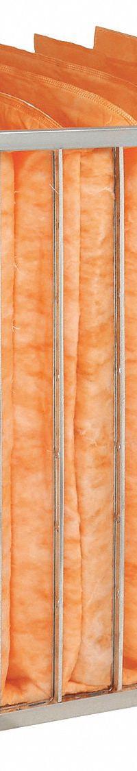 GRAINGER Pocket Air Filter: 24 in x 24 in x 29 in, MERV 11, Orange, Fiberglass, 8 Pockets (MPN 5W441). Key specifications — Display Sell UOM: EA; Brand: GRAINGER; Media Material: Fiberglass; Performance Rating: MERV 11.
