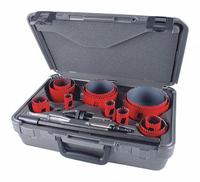 MORSE Hole Saw Kit: 19 Pieces, 1 15/16 in Max. Cutting Dp, Bi-Metal, 5/6 Teeth per Inch (MPN MHS06I). Key specifications — attr1098178: 5/6; attr1098172: MORSE.