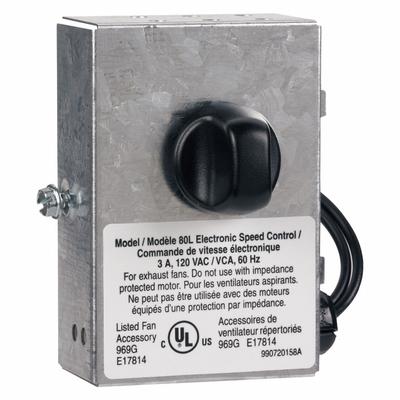 BROAN Speed Control: Dial, 120V AC, Silver Plate, 3 A - Dial Fan Speed Controls