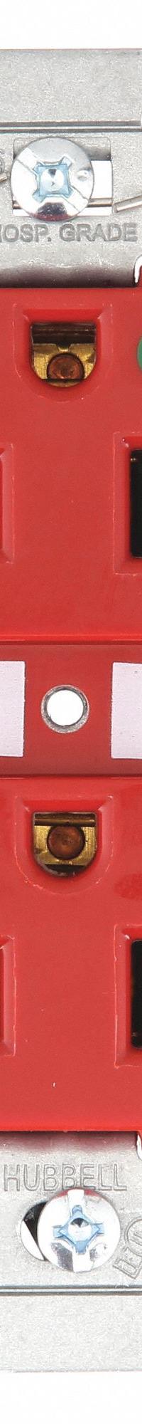 BRYANT Receptacle: Hospital Grade Fed. Spec., Duplex, 5-15R, Red, 125V AC, 15 A, 2 Pole / 3 Wire (MPN 8200RED)