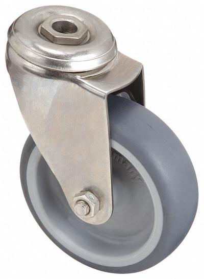 APPROVED VENDOR Bolt-Hole Caster: Swivel, No Brake, Rubber, 3 7/8 in Wheel Dia. - Corrosion-Resistant Bolt-Hole Casters