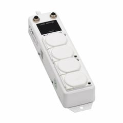 EATON TRIPP LITE Outlet Strip: 4 Outlets, 15 ft Cord Lg, 15 A Current, UL 1363A, White, 5-15P, 5-15R (MPN PS-415-HG-OEMLM). Key specifications — Brand: EATON TRIPP LITE; Mounting Style: Keyhole.