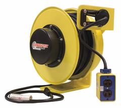 CONDUCTIX-WAMPFLER Extension Cord Reel: Ratchet Lock, 100 ft Cord Lg, 12 AWG, SJOW, 5-20R Cord Lg (MPN XA-141120310016). Key specifications — Retractable Cord Ending NEMA Configuration: 5-20R; Feeder Cord Ending NEMA Configuration: 5-20P; Brand: CONDUCTIX-WAMPFLER.