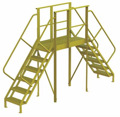 TRI-ARC Crossover Bridge: 5 ft Platform Ht, Steel, 1,000 lb Load Capacity, Serrated - Easy Descent Crossover Bridges