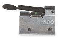 ARO Manual Air Control Valve: 200, Three-Way / Two-Position, Lever, Black, 7.5 scfm Flow Rate - Max (MPN 201-C). Key specifications — attr1092903: Black; attr1086905: Spring Return; attr1086907: 200; attr1086914: Normally Open/Normally Closed; attr1086904: Manual Air Control Valve; attr1086871: 201-C.