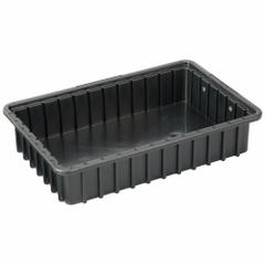 LEWISBINS Divider Box: 0.2 cu ft, 16 1/2 in x 10 7/8 in x 3 1/2 in, Lid Not Included, Plastic (MPN DC2035-XL). Key specifications — Includes Dividers: Dividers Not Included; Includes Lid: Lid Not Included; Material: Plastic; Color: Black; Brand: LEWISBINS.