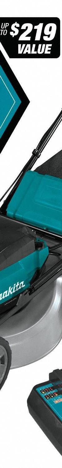 MAKITA Battery-Powered Lawn Mower Kit: Self-Propelled, 21 in Cutting Wd, Variable Speed Settings (MPN XML08PT1). Key specifications — Run Time: 60 min; Cutting Height Adjustment: Single-Point; Battery Platform: LXT®; Deck Material: Steel; Brand: MAKITA; Speed Settings: Variable; Filter - Kit Contents: Battery Included; Power Source: Battery-Powered.