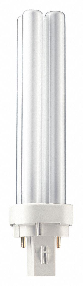 PHILIPS Compact Fluorescent Bulb: 2-Pin (G24d-2), PL-C, Fluorescent, 3500K - CFL Double Twin-Tube Plug-In Lamps