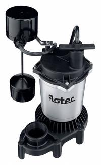 FLOTEC Submersible Sump Pump: 3/4 hp, 115V AC, 59 gpm Flow Rate @ 10' of Head, 1 1/2 in FNPT, 5.5 A (MPN FPZS75V). Key specifications — Rated Voltage: 115V AC; Brand: FLOTEC; Switch: Piggyback Vertical Float.