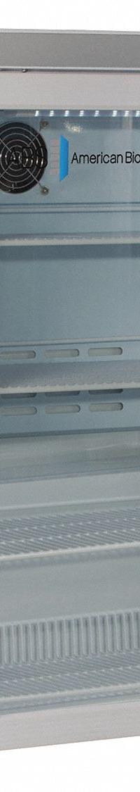 AMERICAN BIOTECH SUPPLY Lab Refrigerator: 2.5 cu ft, Undercounter, 1°C to 10°C, 19 1/2 in Overall Dp (MPN ABT-HC-UCFS-0204G). Key specifications — Door Opening Style: Right; Color: White; Alarm Type: Temperature; Manufacturer Part Number: ABT-HC-UCFS-0204G; Brand: AMERICAN BIOTECH SUPPLY; Product Type: Lab Refrigerator; Door Type: Swing Glass; Refrigerant Type: R-600a.