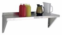 NEW AGE INDUSTRIAL Wall Shelf: 60 in x 18 in x 13 in, 60 in x 18 in, 150 lb Load Capacity, Aluminum (MPN 94136). Key specifications — Material: Aluminum; Standards: NSF; Finish: Unfinished; Includes: (6) Pot Hooks; Brand: NEW AGE INDUSTRIAL.