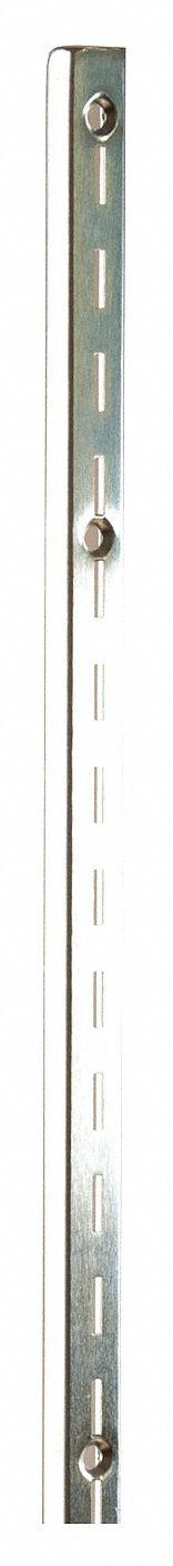 ECONOCO Single Slotted Standard: Single, 1 in Slot Spacing, 1/2 in Slot Lg, Zinc-Plated, 14 ga Gauge (MPN SS12/84). Key specifications — Product Type: Slotted Standard; Color: Silver; For Display Type: Surface Mount Slotted Standards; Material: Steel; Duty Rating: Heavy Duty; Brand: ECONOCO; Finish: Zinc-Plated; Includes: Countersunk Mounting Screws.
