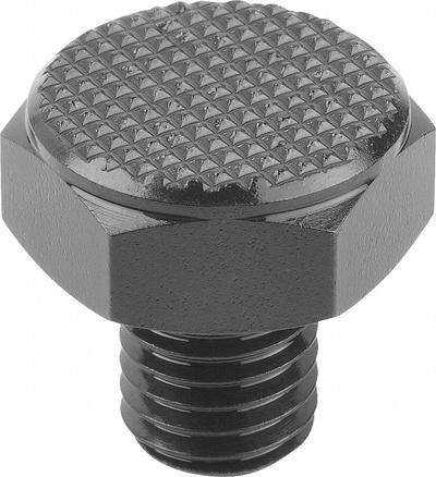 KIPP Positioning Foot w/Serrated Face: External Threads, Serrated, Steel, M6 Thread Size - Positioning Feet with Serrated Face