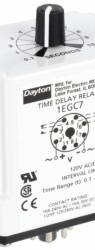 DAYTON Single Function Time Delay Relay: Socket Mounted - Socket-Mounted Relays
