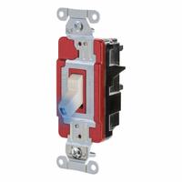 HUBBELL Wall Switch: Toggle Switch, Single Pole, Maintained, Light Almond, 120/277V AC, 20 A (MPN HBL1221STILLA). Key specifications — Illuminated: Yes; Voltage Rating: 120/277V AC.