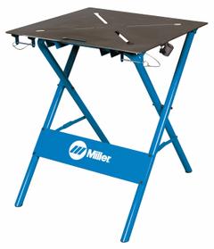 MILLER ELECTRIC ArcStation Welding Table: 35 in Ht Range, 29 in Dp, 29 in Wd, 500 lb Wt Capacity (MPN 300837). Key specifications — Work Surface Pattern: X-Pattern Slots; Manufacturer Part Number: 300837; Brand: MILLER ELECTRIC.