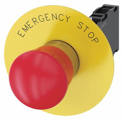 Siemens Emergency Stop Push Button: Non-Illuminated, Mushroom Head Profile, Non-Metallic - Mushroom-Head Push Buttons
