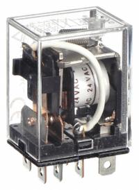 OMRON General Purpose Relay: Socket Mounted, 15 A Current Rating, 24V AC, SPDT, 8 Pins/Terminals (MPN LY1-AC24). Key specifications — Brand: OMRON; Base Type: Square; Mounting Style: Plug-In; Pin Shape: Flat; Electrical Connection: Quick-Connect; Manufacturer Part Number: LY1-AC24; Operating Current: 15 A at 110V AC (Resistive Load); Series: LY Series.