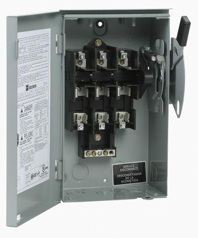 EATON Safety Switch: Fusible, 30 A, Three Phase, 240V AC, Galvanized Steel - Fusible Safety Switches
