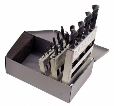 CHICAGO-LATROBE Screw Machine Drill Bit Set: 15 Pc, 1/16" to 1/2" by 32nds - NAS-Spec High-Speed Steel Screw-Machine Length Drill Bit Sets for Aerospace