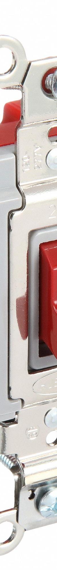 HUBBELL Wall Switch: Toggle Switch, 3-Way, Maintained, Red, 120/277V AC, 20 A (MPN HBL1223R). Key specifications — Illuminated: No; Voltage Rating: 120/277V AC.