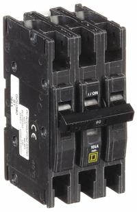 SQUARE D Miniature Circuit Breaker: 80 A, 120/240V AC, Three Phase, 10kA at 120/240V AC, 3 Poles (MPN QOU380). Key specifications — Phase: Three; Amps: 80 A; AC Voltage Rating: 120/240V AC; Max. AIR Rating: 10kA at 120/240V AC; For Use With: Air Conditioning and Refrigeration Equipment; Brand: SQUARE D.