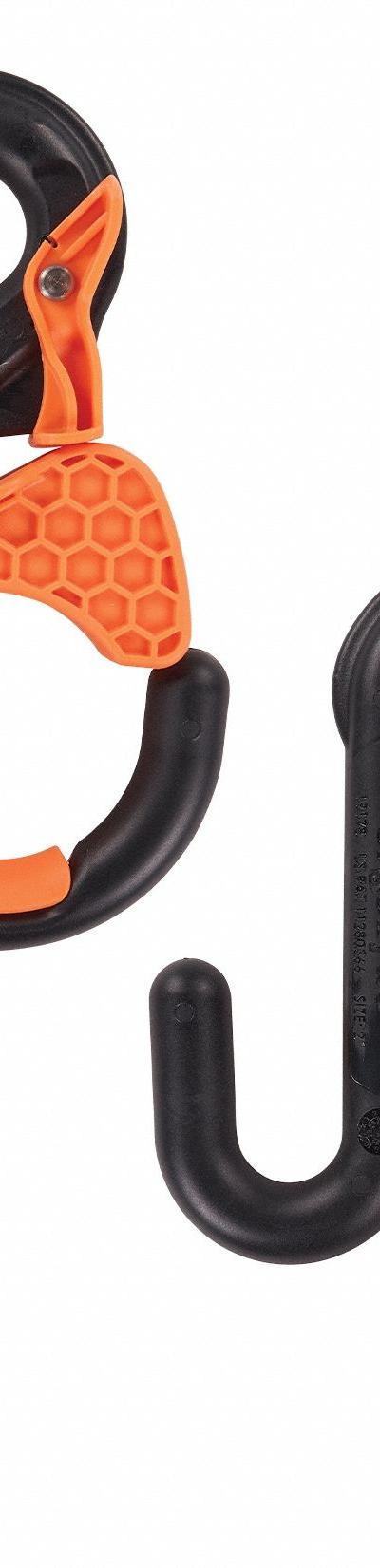 ERGODYNE Bucket Hook: 2 in W x 2 3/4 in H x 8 1/2 in L, Black/Orange, Plastic - Bucket Bag Hooks & Covers