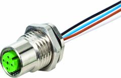 MURRELEKTRONIK Cordset: M12 Female – Rear Mounting Receptacle, A, 4 Pins, 2 m Wire Lead Lg (MPN 7000-13545-9710200). Key specifications — Cable Jacket Material: PP; IP Rating: IP67; NEMA Rating: 6P; Brand: MURRELEKTRONIK; Wire Size: 0.34 sq mm; Coding: A.