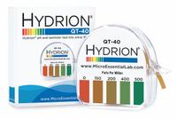 HYDRION Test Paper: Quaternary Ammonium, 0 to 500 ppm Ammonia, Strip, 10 Tests, 15 ft Overall Lg (MPN QT-40). Key specifications — Test Form: Strip; Brand: HYDRION; Parameter Measurements Included: 0 to 500 ppm Ammonia.