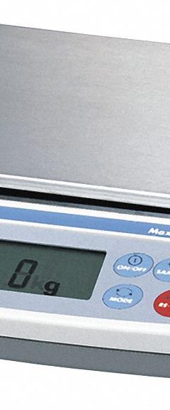 A&D WEIGHING Industrial Balance: 6 3/8 in x 5 1/4 in, Not IP Rated, NTEP Rated, Integrated (MPN EK-12KI). Key specifications — Connection Ports: RS-232C; Readability: 1 g; Weighing Units: %; Brand: A&D WEIGHING; Washdown: No.
